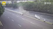 Lost control car hits the railing