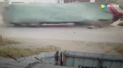Truck overturns crushing a rider