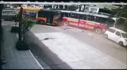 Moment when a bus driver loses half of his scull