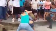 Brazilian catfight turns violent when they accidentally hit a ki