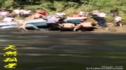 The accident- car fell into the river