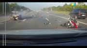 motorcycle rider collides with car