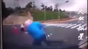 Unlucky motorcycle driver fell into the hole (repost)