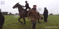 Hunt saboteur gets beaten with a riding crop