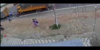 Lucky Motorcyclist and Passenger