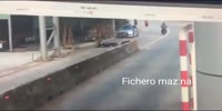 He opens the door, cause a crash and cowardly drives away