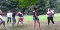 Russian women hooligans fight CSKA(white) vs Spartak (repost)