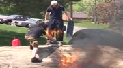 Skateboard fire trick