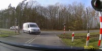 Van demolition by a train