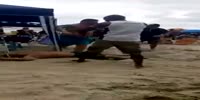 Dude falls breathless after a tough kick in a head