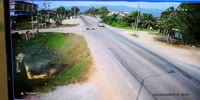 Pick up truck hits a rider and crashes into a house