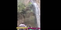 Climbing up a waterfall