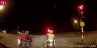 Motorcyclists collide at the intersection