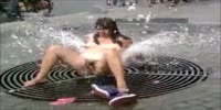 Naked woman cleans her bush in a sewage pool ..