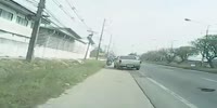 Pick up truck literally jumps on a rider killing him