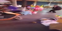 Mad man with a butcher knife chases his wife