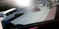 High speed T bone crash of two motorcycles