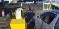 The driving woman steps on the accelerator by mistake