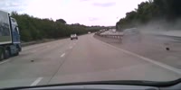 The driver crashes into the security fence
