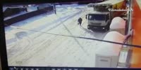 Russian granny stands up and walks away after she was run over by truck