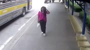 Girl falls out of a moving bus