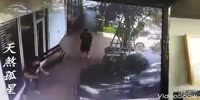 Lost control car removes a dude off a sidewalk