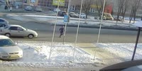 Pedestrian thrown in the air on the crosswalk