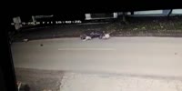 Rider falls from and is run over by another motorcycle