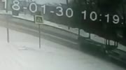 Woman gets run over by a huge red truck