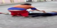 Fat ass wife helps her man in a drunk street fight