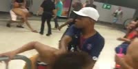 Drunk man picks a fight in a subway