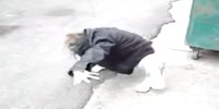 Hobo woman is high on some hard shit