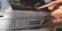 Woman with ugly ass blocks a truck