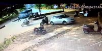 Careless man gets knocked by bus