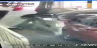 Speeding SUV destroys two vehicles at a toll booth