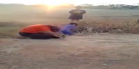 Two girls are beaten in the dust