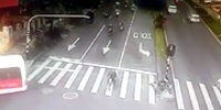 Biker Kicked Right into a Pole