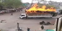 Burning truck on fire prefers to flee