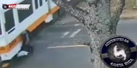 Skull crushing haymaker from train