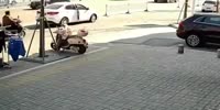 Driver opens the door causing rider`s faceplant
