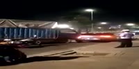 Mad trucker destroys the car of his opponent after road rage argue
