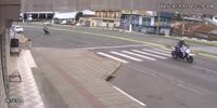 Biker loses control causing the crash of his mate