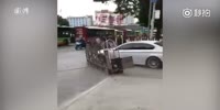 Man slams through gates on his arrested for debts BMW