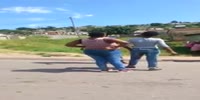 South African girl wins a 2 vs 1 fight