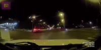Motorcyclist plows into dashcam car