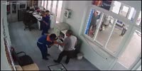 Angry man breaks mugs over workers head