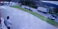 Car destroys motorcyclist