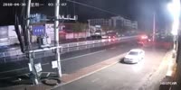 Lost control truck crushes a SUV