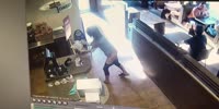 Crazy woman throws her shit at coffee shop worker