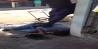 Cop beats a homless man for no visible reason